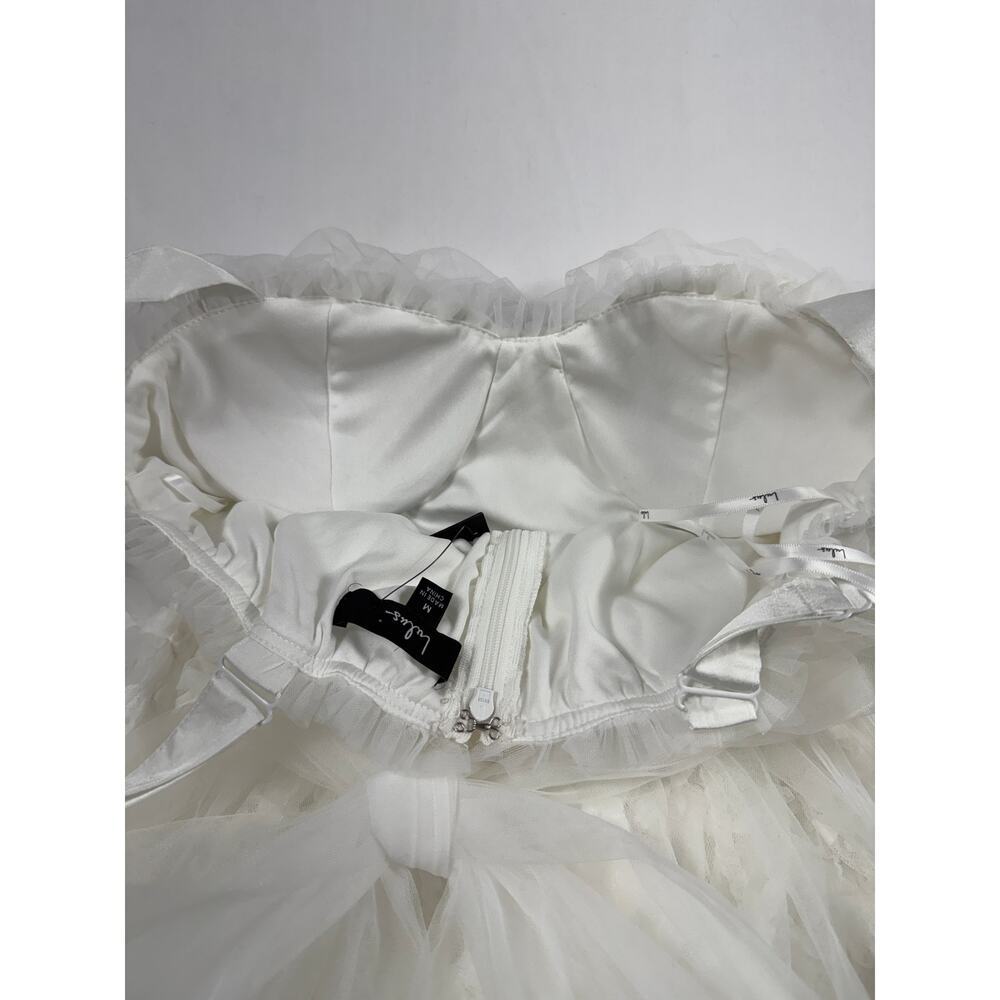 NWT Lulus Ethereal Impression White Coquette ruffled midi wedding dress Sz M - Picture 11 of 15